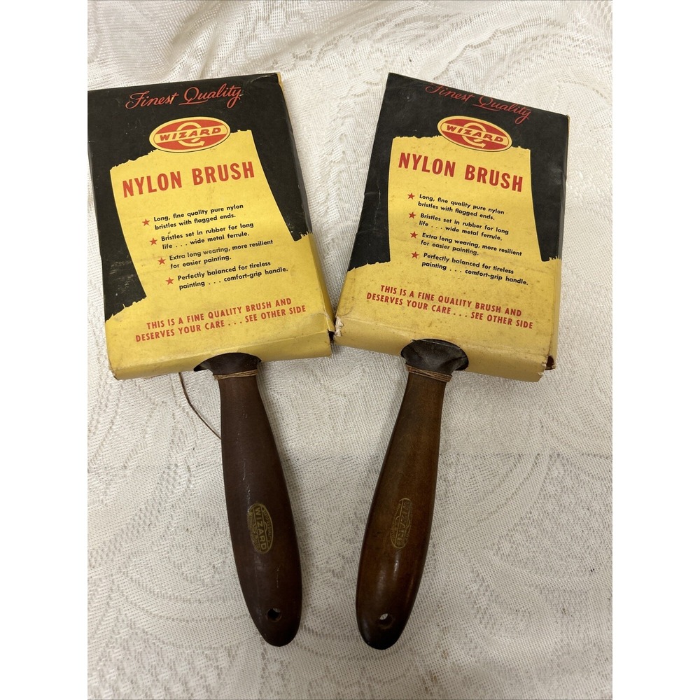 Vintage Wizard‎ Nylon Brush Paint Brush Western Auto Supply Co NIP 4" Lot Of Two